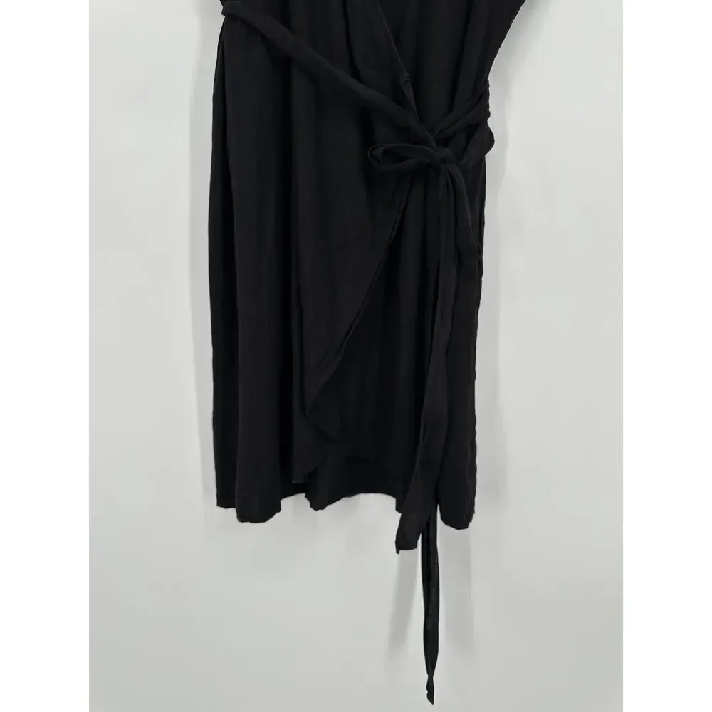 Universal Standard Tracy Linen Blend Tulip Wrap Dress Short Sleeve Belted Midi - Picture 7 of 14